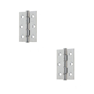 2 PACK Polished Stainless Steel Grade 7 Washered Hinge 76x50mm - Durable and Stylish - Door Hinges