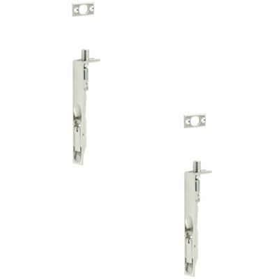 2 PACK Polished Stainless Steel Lever Action Flushbolts for Double Doors - 150x20mm