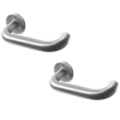 2 PACK Premium 19mm Satin Stainless Steel Door Handle with Sprung Rose - Interior Handle