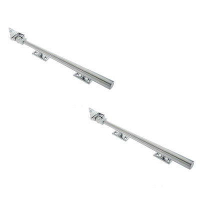 2 PACK Premium 250mm Satin Chrome Casement Stays for Secure Windows - Window Peg Bar