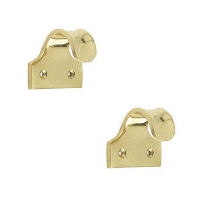 2 PACK Premium 50mm Polished Brass Sash Lifts for Windows and Doors - Window Fastener