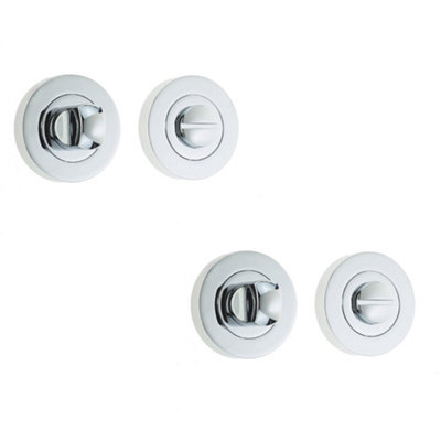 2 PACK Premium 50mm Round Chrome Turn & Release Lock for Bathrooms - Door Handle