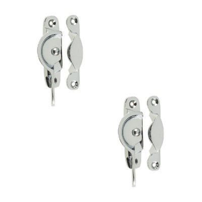 2 PACK Premium 65mm Narrow Fasteners in Polished Chrome for Secure Fixings - Window Fastener