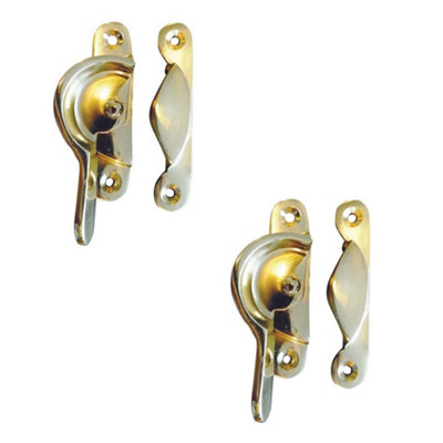 2 PACK Premium 65mm Polished Brass Narrow Fasteners for Secure Fixing - Window Fastener