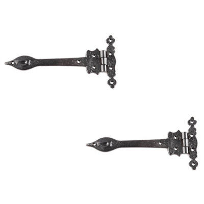 2 PACK Premium Antique Gate Hinge 230mm in Elegant Black Finish - Traditional Gate Door - Door Hinges