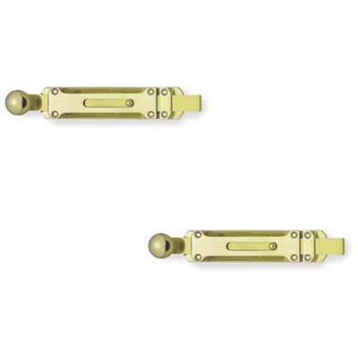 2 PACK Premium Architectural Door Bolts 500x35mm in Polished Brass for Enhanced Security - Door Bolt Lock