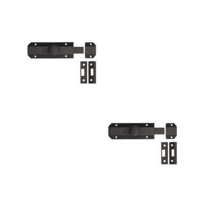 2 PACK Premium Architectural Slide Door Bolts 100x35mm in Elegant Matt Black Finish - Door Bolt Lock