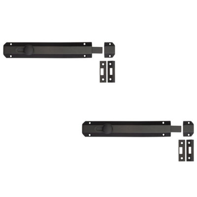 2 PACK Premium Architectural Slide Door Bolts 200x35mm in Elegant Matt Black Finish - Door Bolt Lock