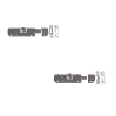 2 PACK Premium Architectural Slide Door Bolts in Satin Nickel (100x35mm) for Enhanced Security - Door Bolt Lock