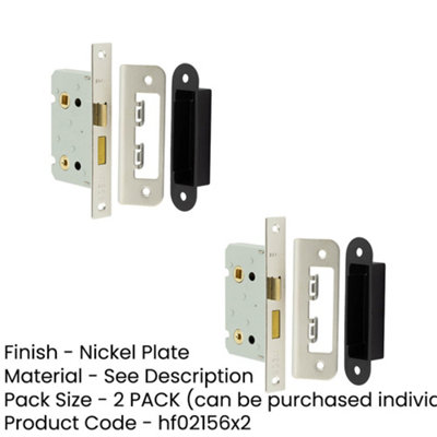 2 PACK Premium Bathroom Locks with Square Forend and Radiused Strike ...