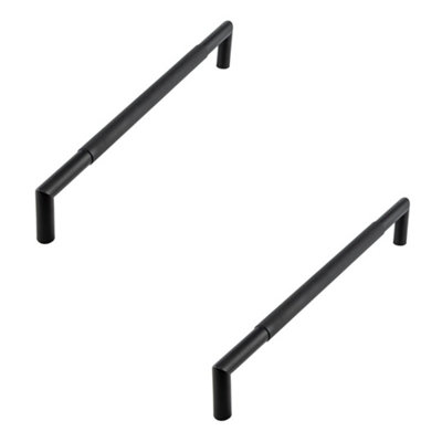 2 PACK Premium Black Mitred Knurled Pull Handle 425x19mm for Stylish Doors - Door Handle