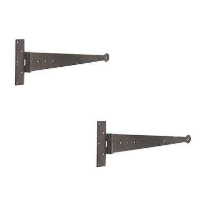 2 PACK Premium Black T Hinge 370x132mm for Durable Doors - Traditional Gate Door - Door Hinges