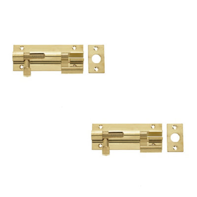 2 PACK Premium Brass Heavy Necked Barrel Bolts for Enhanced Security 100x38mm - Door Bolt
