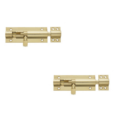 2 PACK Premium Brass Heavy Straight Barrel Bolts 102x38mm for Enhanced Security - Door Bolt