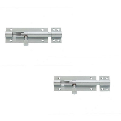 2 PACK Premium Brass Heavy Straight Barrel Bolts for Ultimate Door Security 102x38mm Satin Chrome - Door Bolt