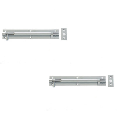 2 PACK Premium Brass Necked Barrel Bolts 150x25mm Satin Chrome for Enhanced Security - Door Bolt