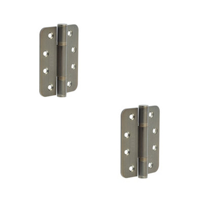 2 PACK Premium Certifire Stainless Steel Grade 13 Radiused Polymer Bearing Hinges 102x76x3mm - 30/60 Fire Door Hinge