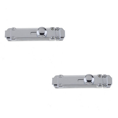 2 PACK Premium Contract Door Bolts 116x30mm in Polished Chrome Finish - Door Bolt Lock
