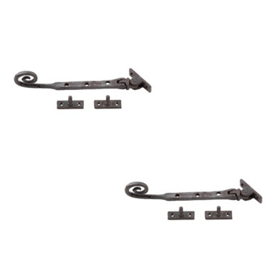 2 PACK Premium Curly Tail Casement Stays 203x15x6mm in Elegant Beeswax Finish - Window Peg Bar