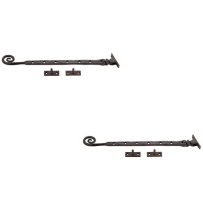 2 PACK Premium Curly Tail Casement Stays 305x15x6mm in Beeswax Finish - Window Peg Bar