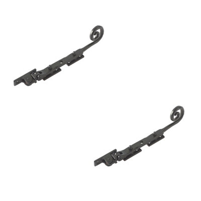 2 PACK Premium Curly Tail Casement Stays in Black - 203x15x6mm for Durability and Style - Window Peg Bar