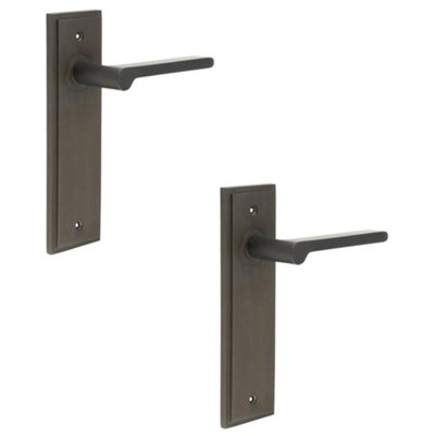 2 PACK Premium Dark Bronze Door Handle Latch Backplate for Luxurious Homes - Solid Brass Interior Handle