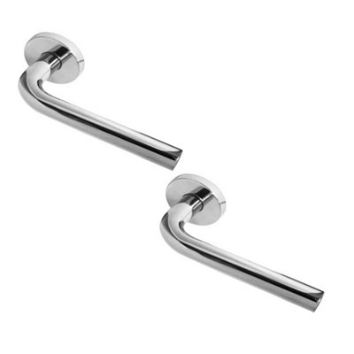 2 PACK Premium Door Handle on Rose in Grade 304 Polished Stainless Steel for Modern Interiors - Interior Handle