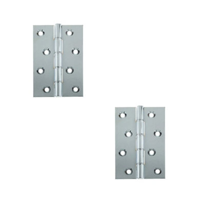 2 PACK Premium Double Phosphor Bronze Washered Hinge in Polished Chrome Finish - Door Hinges