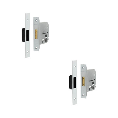 2 PACK Premium Euro Profile Deadlocks for Enhanced Security - 76mm Satin Chrome - Lock and Key