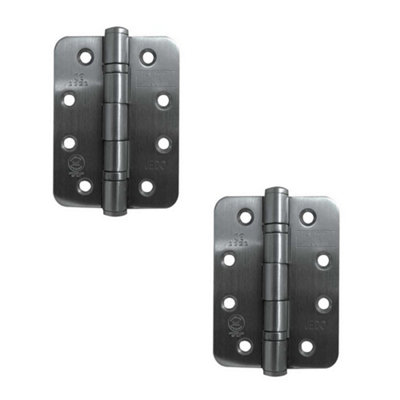 2 PACK Premium Grade 13 Radiused Ball Bearing Hinges 102x76x3mm Satin Stainless Steel - 30/60 Fire Door Hinge