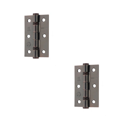2 PACK Premium Grade 7 Steel Ball Bearing Hinge - 76x50mm in Elegant Bronze Finish - Door Hinges