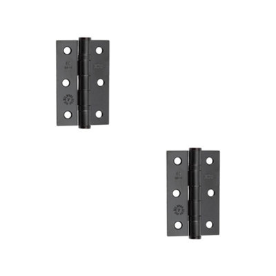 2 PACK Premium Grade 7 Steel Ball Bearing Hinge - 76x50mm in Elegant Matt Black Finish - Door Hinges