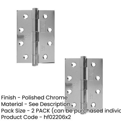 2 PACK Premium Grade 7 Steel Heavy Duty Button Tip Hinge - Polished ...