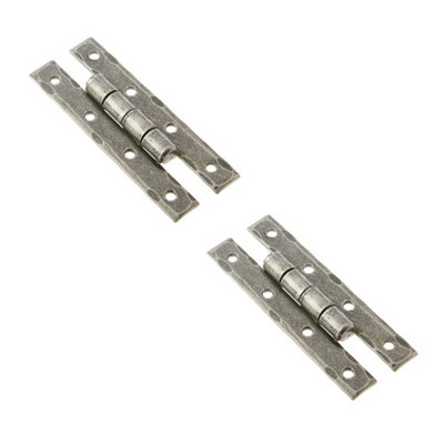 2 PACK Premium H-Hinge 35x90mm in Elegant Pewter Finish - Traditional Gate Door - Door Hinges