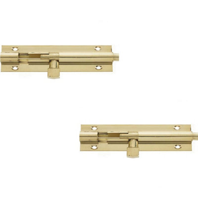 2 PACK Premium Heavy-Duty Brass Straight Barrel Bolts - 152x38mm Polished for Enhanced Security - Door Bolt
