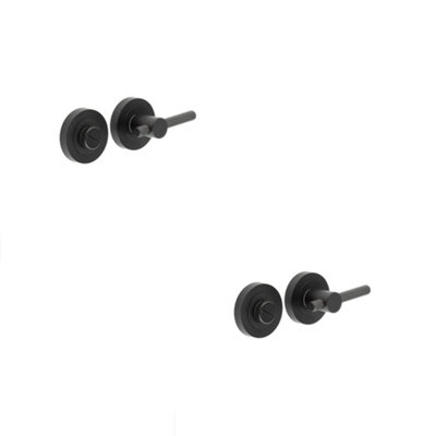2 PACK Premium Knurled Turns and Releases in Sleek Black Finish - Door Handle