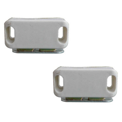 2 PACK Premium Magnetic Catches for Cabinets - 42x18mm White - Cupboard Door Catch