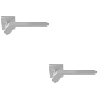 2 PACK - Premium Modern Slim Door Handle Set - Satin Chrome Angled Lever on Square Rose