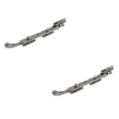 2 PACK Premium Pewter Bulb End Casement Stays 203x15x6mm for Windows and Doors - Window Peg Bar