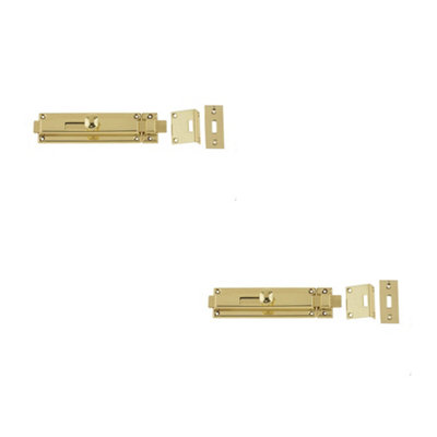 2 PACK Premium Polished Brass Architectural Slide Bolts - 150x40mm for Enhanced Security - Door Bolt Lock
