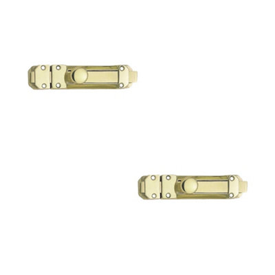 2 PACK Premium Polished Brass Contract Door Bolts 138x30mm for Enhanced Security - Door Bolt Lock