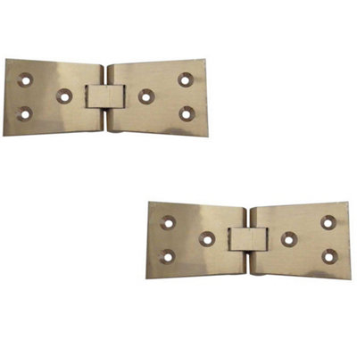 2 PACK Premium Polished Brass Counter Flap Hinge 99mm x 40mm for Durable Use - Lift Up Bar Hatch
