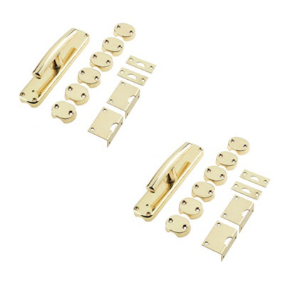 2 PACK Premium Polished Brass Espagnolette Bolts for Enhanced Security - Door Lock