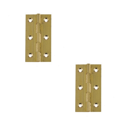 2 PACK Premium Polished Brass Plain Butt Hinge 76x42x1.5mm for Durable Door Hardware - Door Hinges