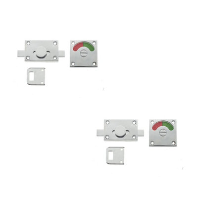 2 PACK Premium Polished Chrome Bathroom Indicator Bolt 50x50mm for Privacy - Sliding Toilet Door Lock