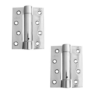 2 PACK Premium Polished Chrome Single Action Spring Hinge 102x76x2.7mm Pack of 3 - Door Hinges