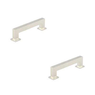 2 PACK Premium Polished Nickel Cabinet Handle - 128mm Modern Design - Kitchen Drawer Pull Handle