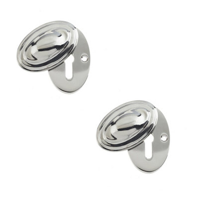 2 PACK Premium Polished Nickel Lined Oval Escutcheon 36x55mm for Elegant Home Décor - Key Hole Cover