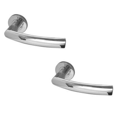 2 PACK Premium Polished Stainless Steel Door Handle on Rose - Grade 304 - Interior Handle