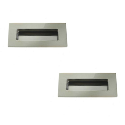 2 PACK Premium Polished Stainless Steel Flush Pulls 100x50mm for Modern Doors - Recessed Door Handle